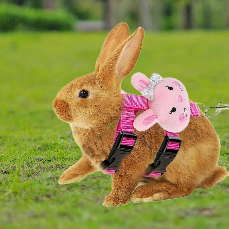 XPAPOV Set of 4 Adjustable Rabbit Harness and Leash for Small Pets, Ferret Leash with Decorations for Rabbit, Kitten, Puppy - Image 3